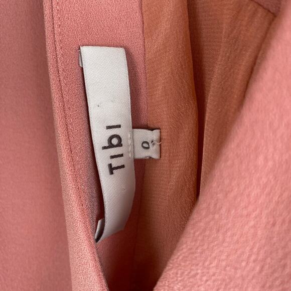 Tibi V Draped Midi Dress Size 0 Pink Haze Crepe Jumper Asymmetric Guest Designer - Picture 12 of 16